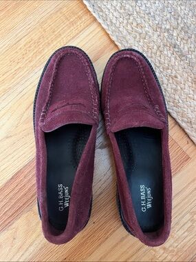 G.H. Bass & Co. Women's Burgundy Suede Penny Loafers